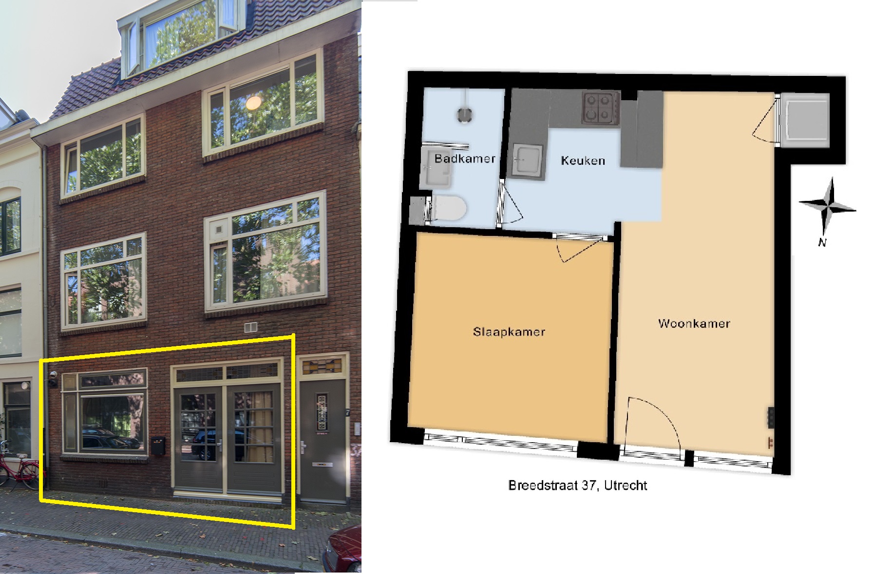 37 Breedstraat, Utrecht 3512 TT, 1 Bedroom Bedrooms, 8 Rooms Rooms,1 BathroomBathrooms,Appartement,Te huur,Breedstraat,1004